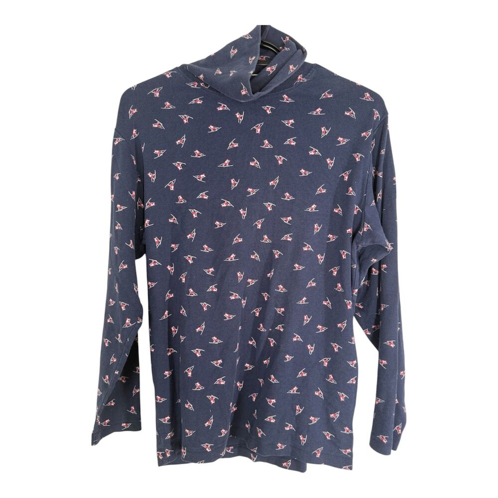 Vtg Eddie Bauer Womens Navy Blue Turtle Neck Sz M Apres Skii Mountain Outdoors